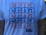 Retro Stacked CRNA T-Shirt - Orange and Blue